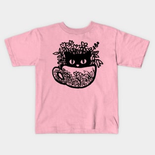 Cup Garden Cat Kids T-Shirt